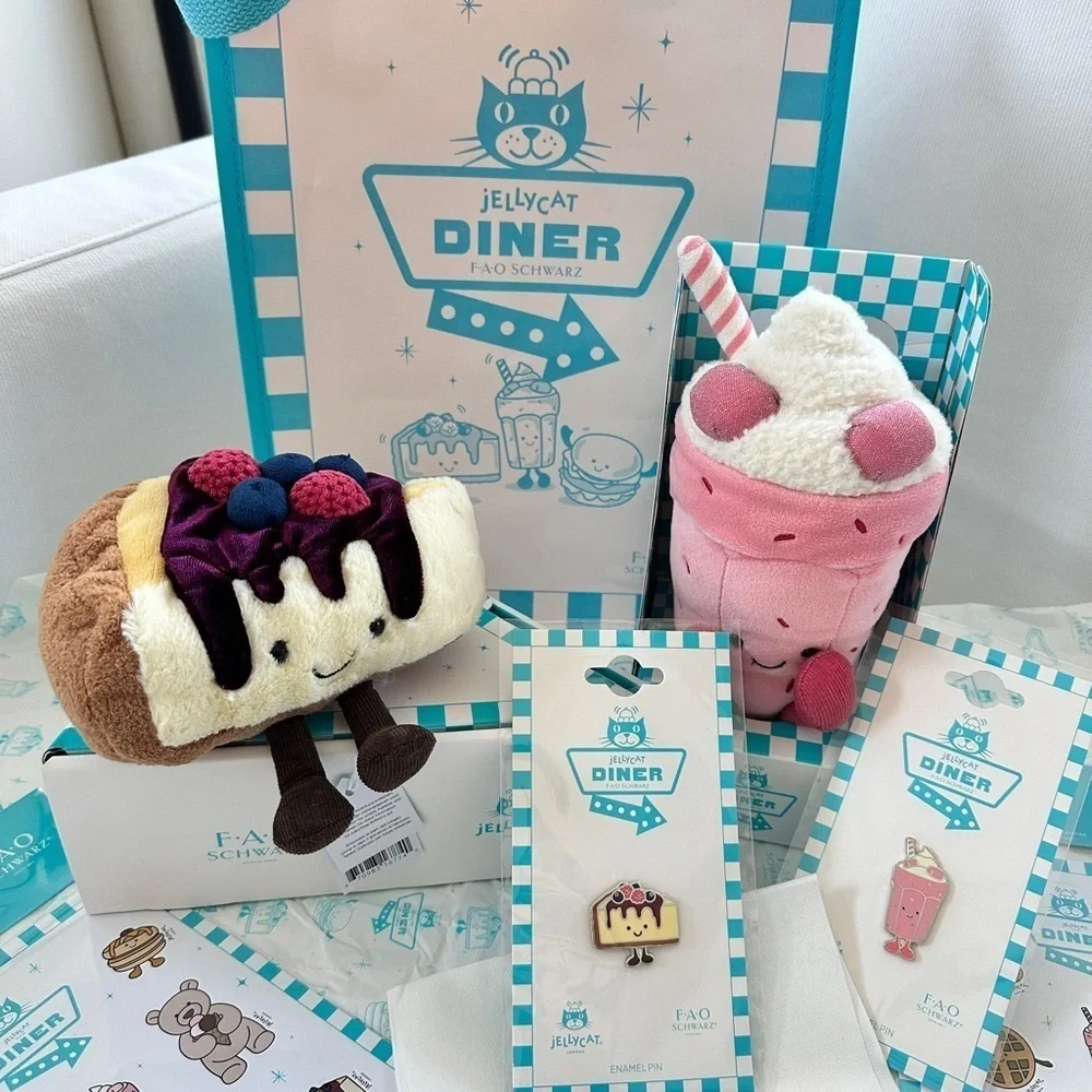 100% Authentic Jellycat Diner Bubbeca Milkshake & Cheesecake from FAO (NWT)